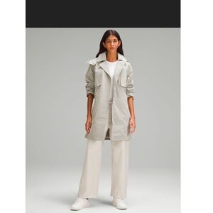 Lululemon Always There Short Trench Coat With Hood Size  10 RWLI New $278